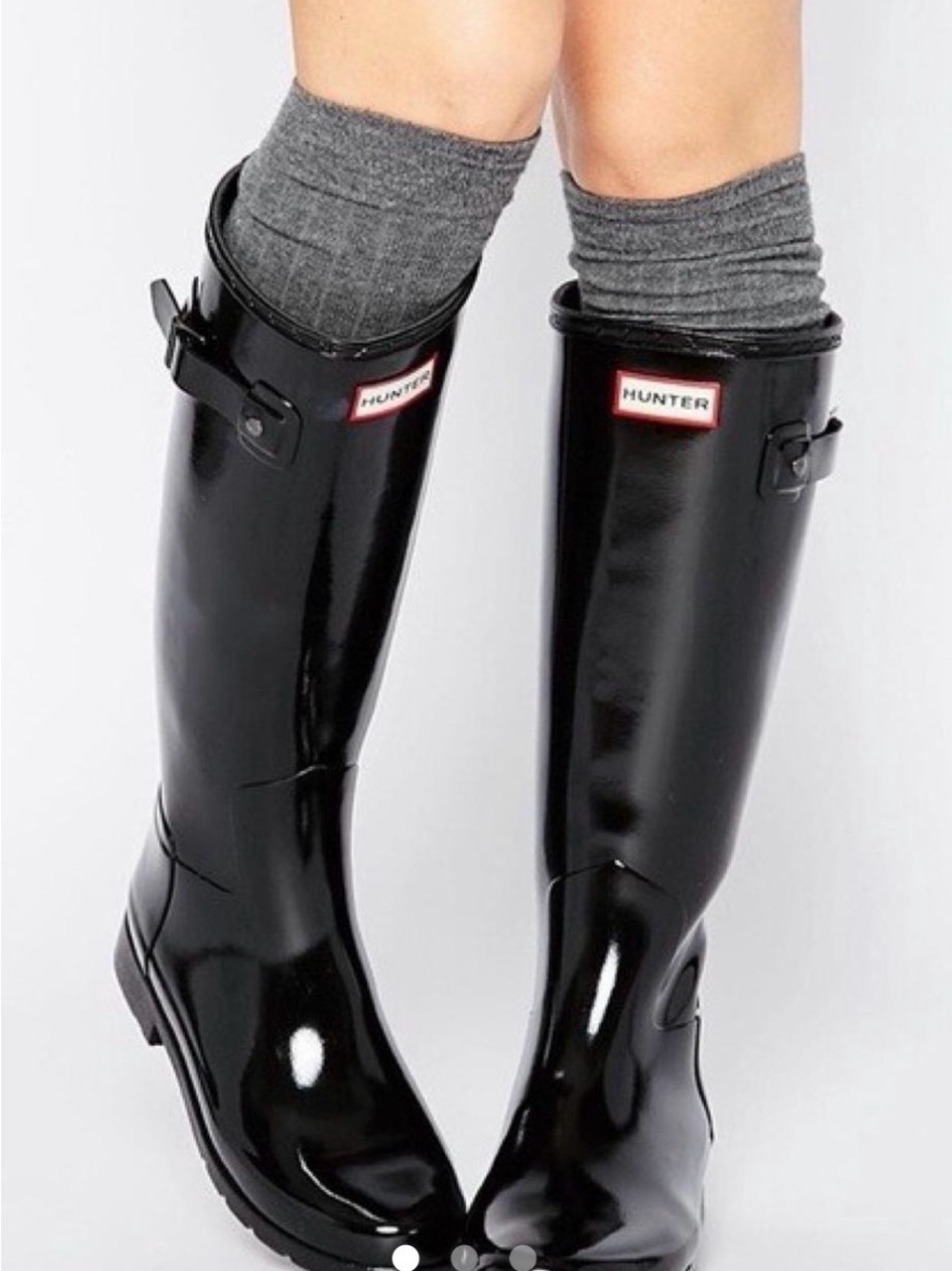 Hunter Glossy Black Knee-High Rain Boots